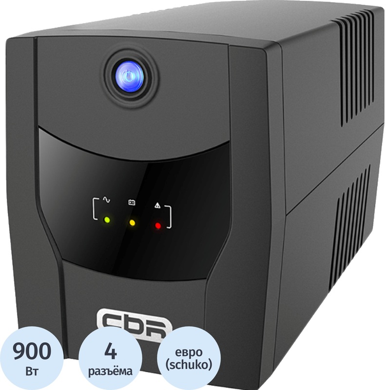 Изображение товара ИБП CBR [QTM-1500T-4F-LCUC] лин.-инт. 1500ВА/900Вт, 4xEURO, RJ45/11