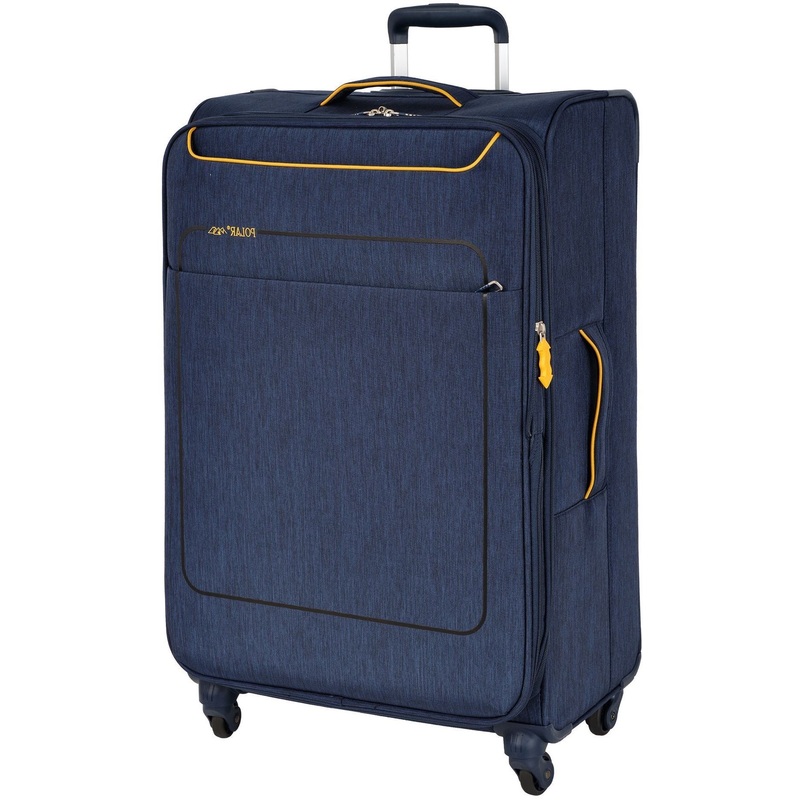 Изображение товара Чемодан Polar размер L из полиэстера синий, объем 98л, телескопическая ручка, 4 колеса
