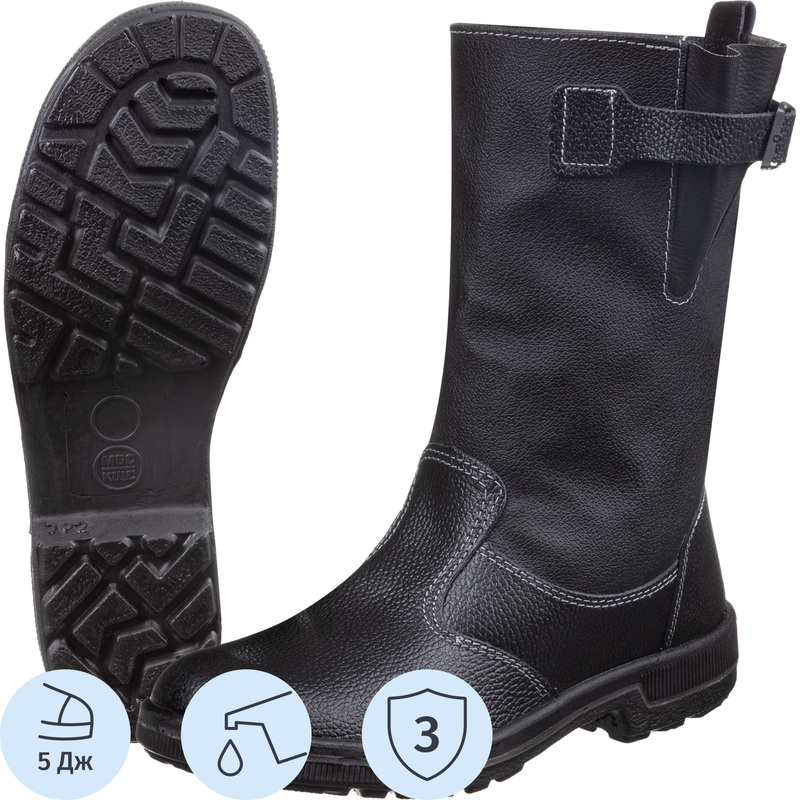 Изображение товара Сапоги рабочие Профи 50 из натуральной кожи черного цвета размер 38