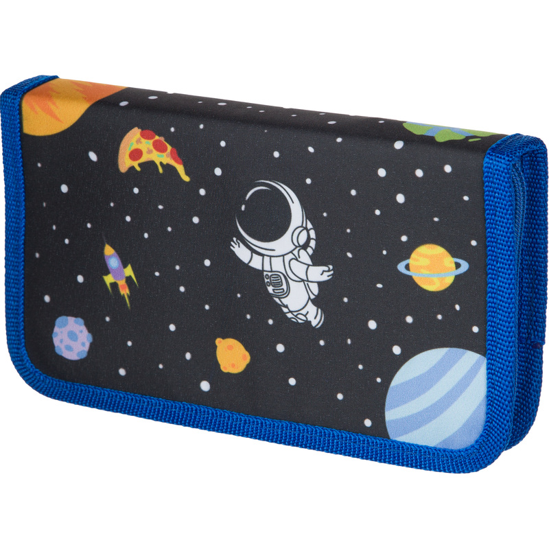 Изображение товара Односекционный пенал Комус Space time черный для мальчиков 19x11x2 см
