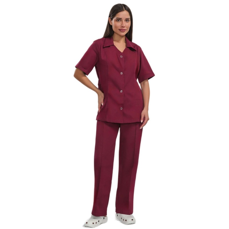 Изображение товара Костюм для горничных и уборщиц у12-КБР бордовый (размер 56-58, рост 158-164)