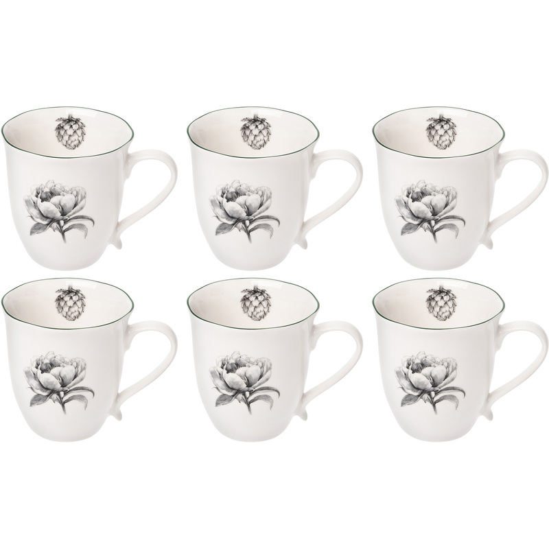 Изображение товара Кружка Home Queen Флорес фарфоровая 420 мл (6 штук в упаковке)