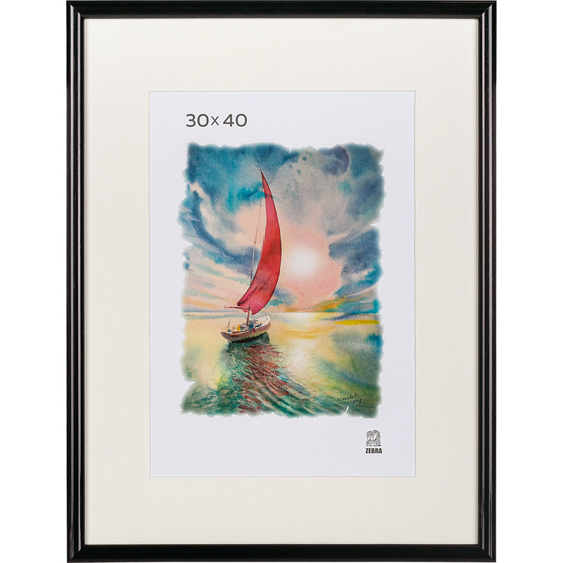 Изображение товара Рамка с паспарту Зебра А3 30x40 см пластиковый багет 14 мм черная