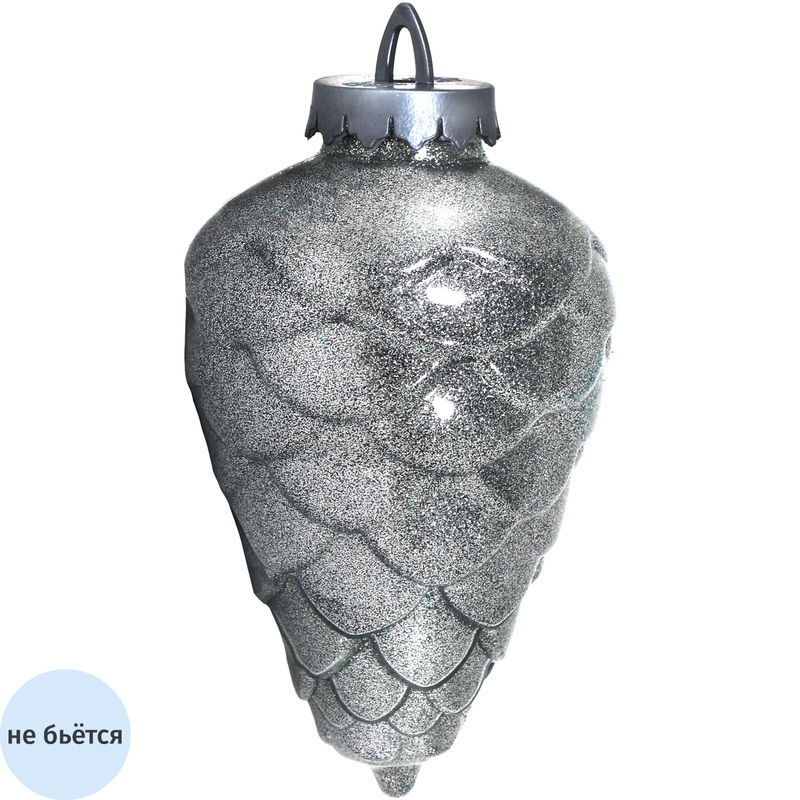 Изображение товара Ёлочная игрушка BigDecor Шишка пластик серебристая (высота 25 см)