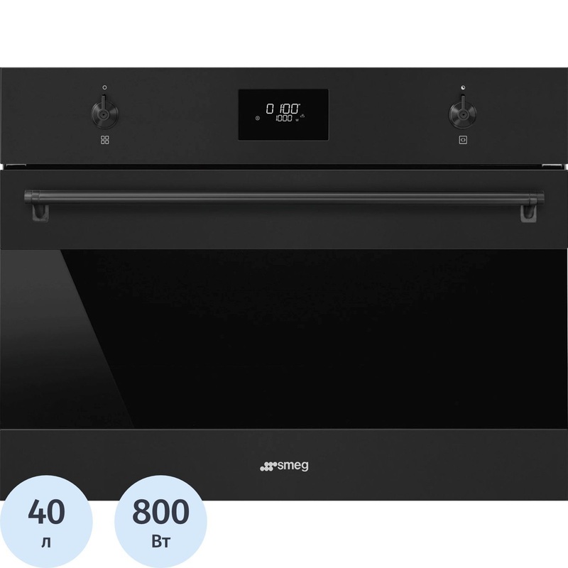 Изображение товара Встраиваемая микроволновая печь Smeg SO4301M0N черная, мощность 3000 Вт, 40 л
