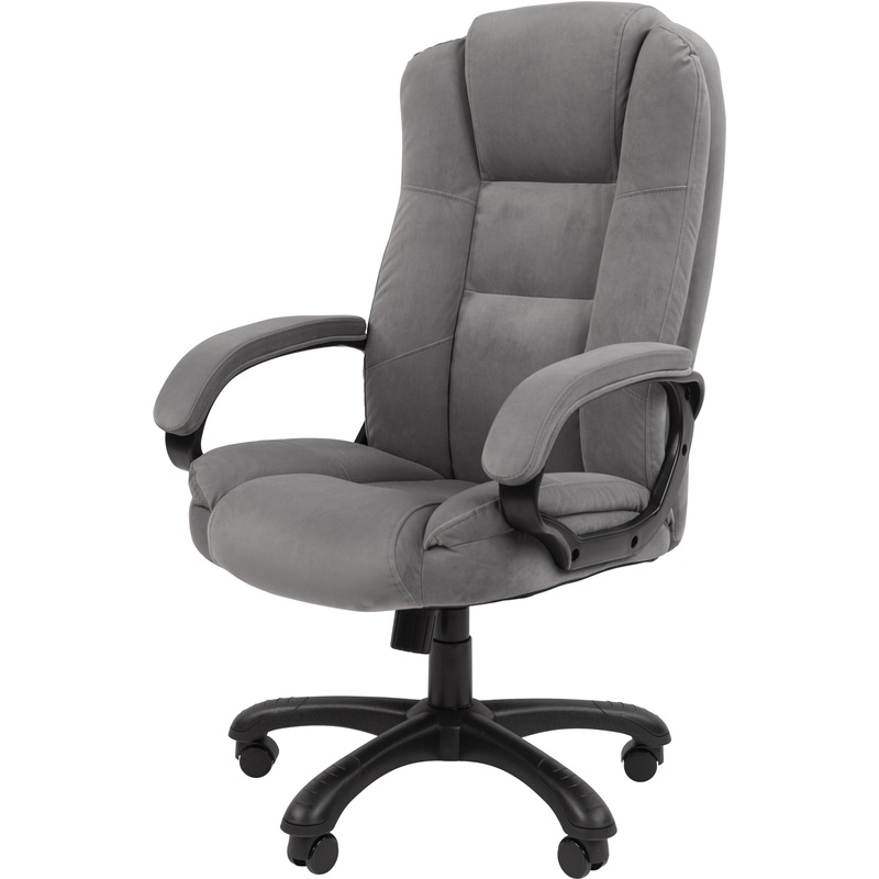 Изображение товара Офисное кресло Chairman 600 серый велюр с подголовником и механизмом Top Gun