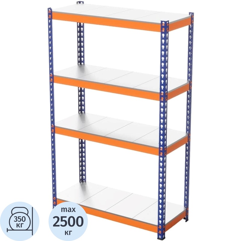 Изображение товара Металлический оцинкованный стеллаж ГТС Профи-Т 4 полки 1540х770х2000 мм