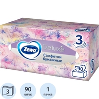 Салфетки косметические Zewa Deluxe 3-слойные (90 штук в упаковке)