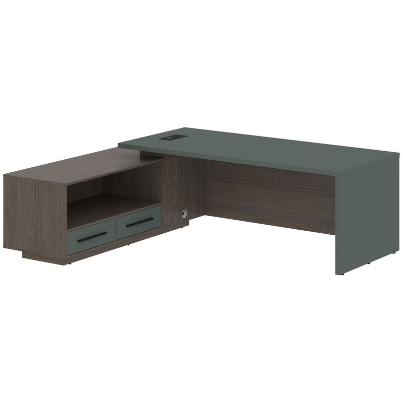 Изображение товара Стол руководителя с тумбой нефрит/дуб сильвер 1200х750х1200 мм офисная мебель