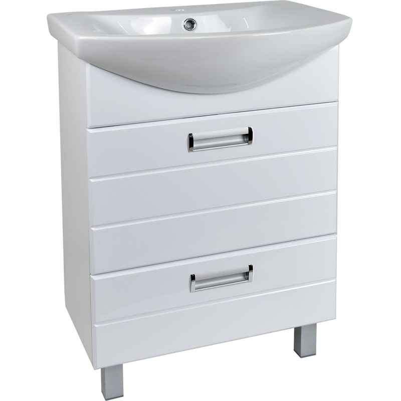 Изображение товара Тумба напольная Вега 60 с умывальником белая 610х450х700 мм