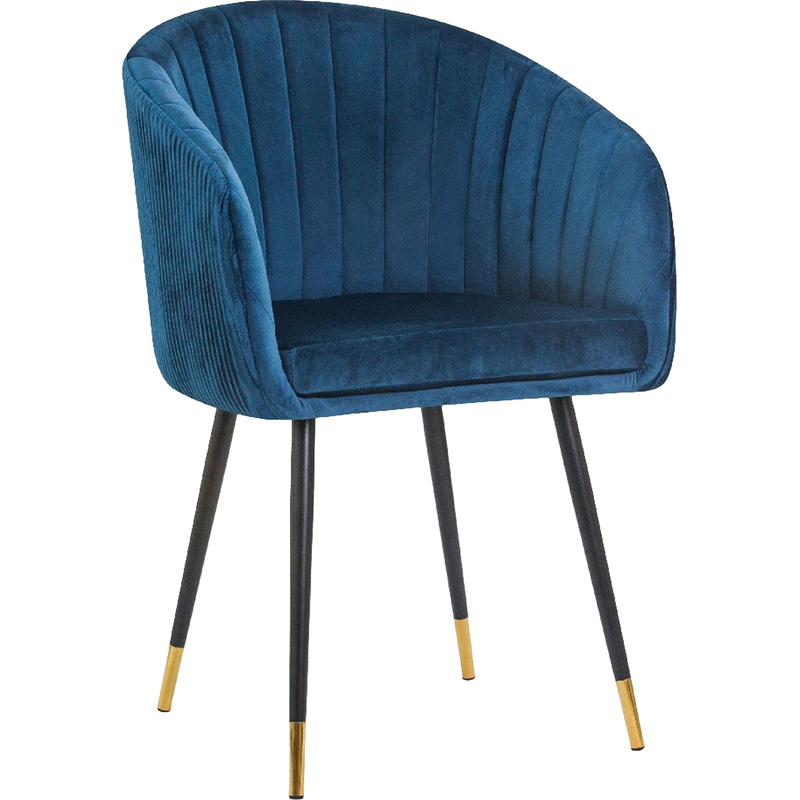 Изображение товара Обеденное кресло Dobrin Mary синего цвета из искусственного велюра с металлическим каркасом