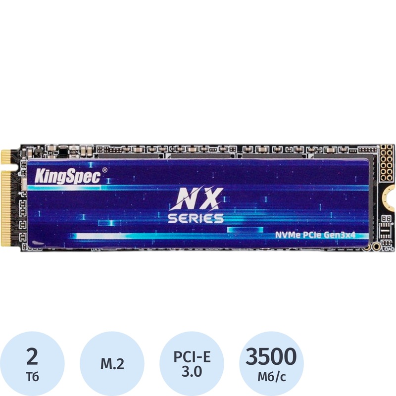 Изображение товара SSD накопитель Kingspec NX-2TB M.2 PCI-E 3.0 NVMe 3500 Мб/с Изображение товара SSD накопитель Kingspec NX-2TB M.2 PCI-E 3.0 NVMe 3500 Мб/с