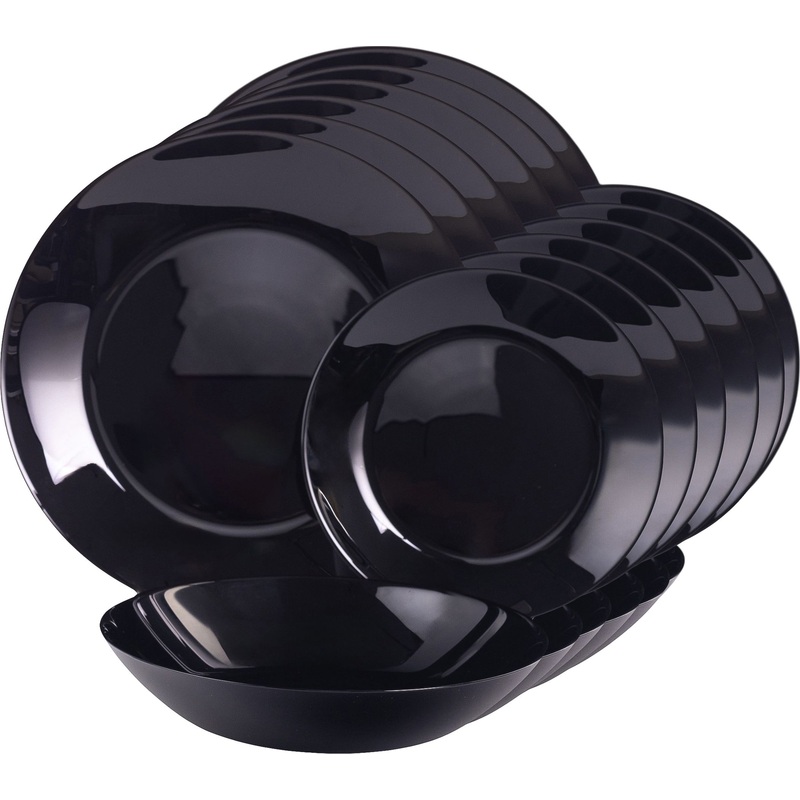 Изображение товара Уценка. Набор посуды на 6 персон Luminarc Zelie Black 18 предметов стеклянный чёрный (V3894)