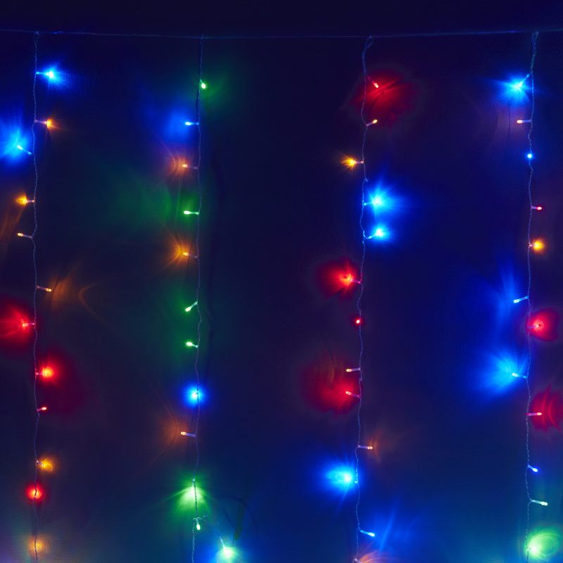 Изображение товара Электрогирлянда разноцветный свет 3х3 м светодиодная бахрома IP65