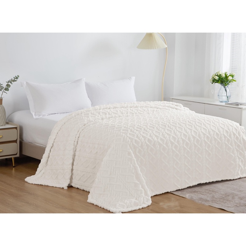 Изображение товара Плед велсофт 150x200 молочный мягкий теплый для дома и отдыха