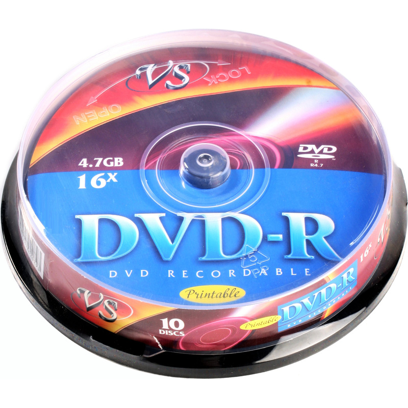 Изображение товара Диск DVD-R VS 4.7 ГБ 16x cake box VSDVDRIPCB1001 10 штук в упаковке