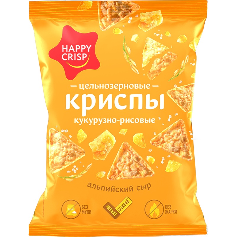 Изображение товара Криспы цельнозерновые Happy Crisp с альпийским сыром 50 г (18 пачек в упаковке)