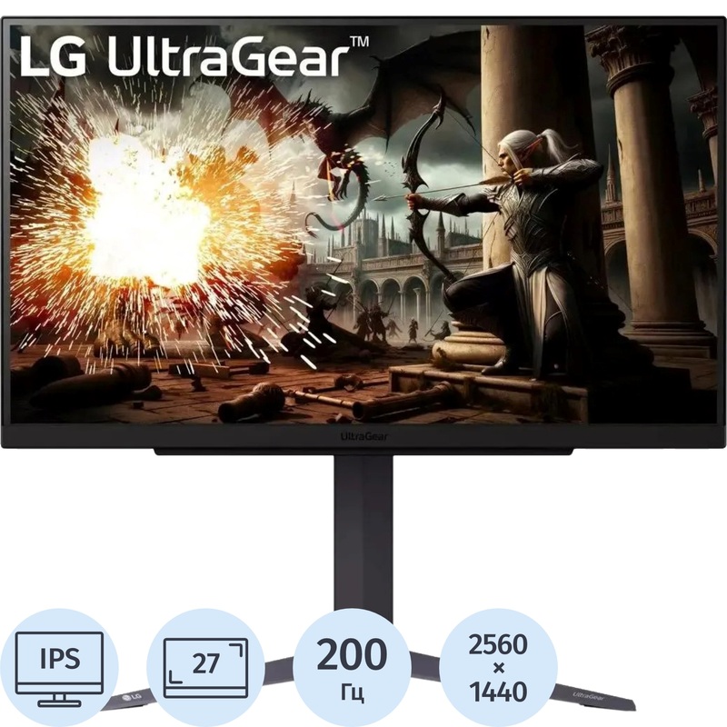 Изображение товара Монитор 27 LG 27GS75Q-B IPSHDR 200 Гц геймерский регулировки