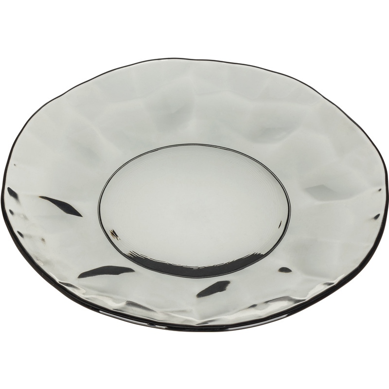 Изображение товара Тарелка десертная Idiland Crystal стекло 20 см светло-серая (6 штук в упаковке)