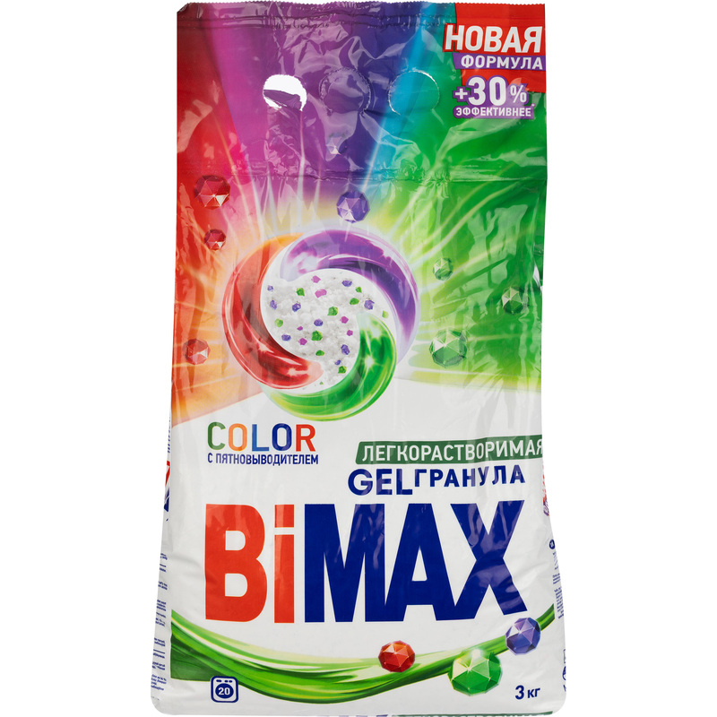Изображение товара Порошок стиральный автомат BiMax Color 3 кг для белого и цветного белья