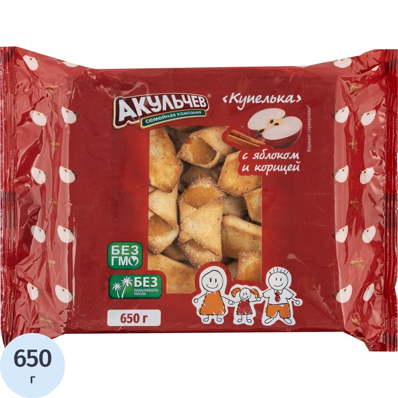 Изображение товара Печенье сдобное Акульчев Купелька с яблоком и корицей 650 г