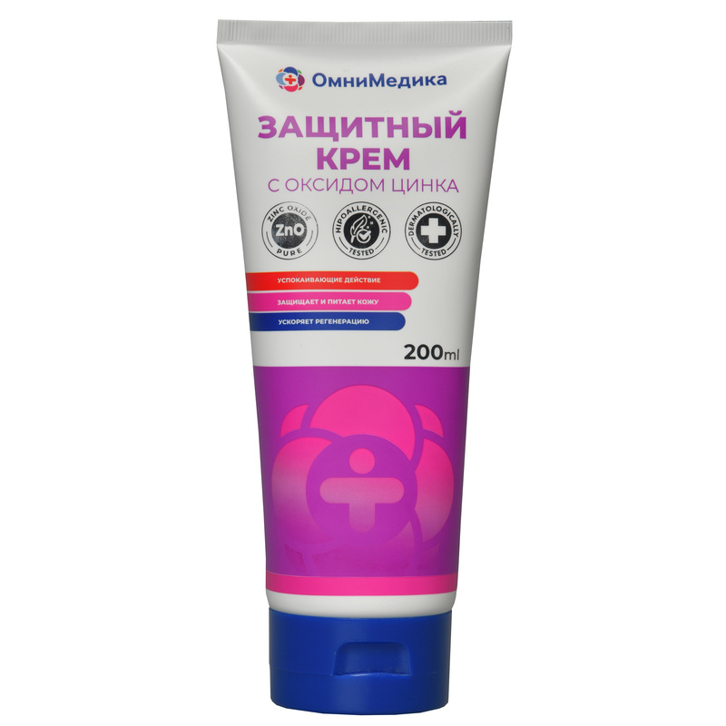 Изображение товара Защитный крем с оксидом цинка 200 мл ОмниМедика для ухода за кожей