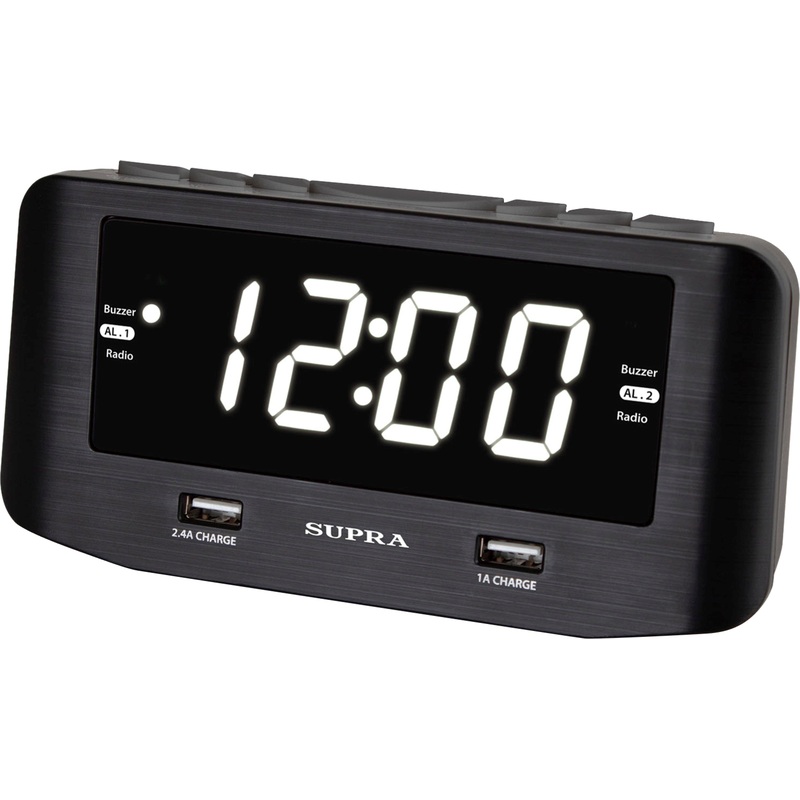 Изображение товара Радиобудильник Supra SRC-14U чёрный с двумя сигналами и FM-радио