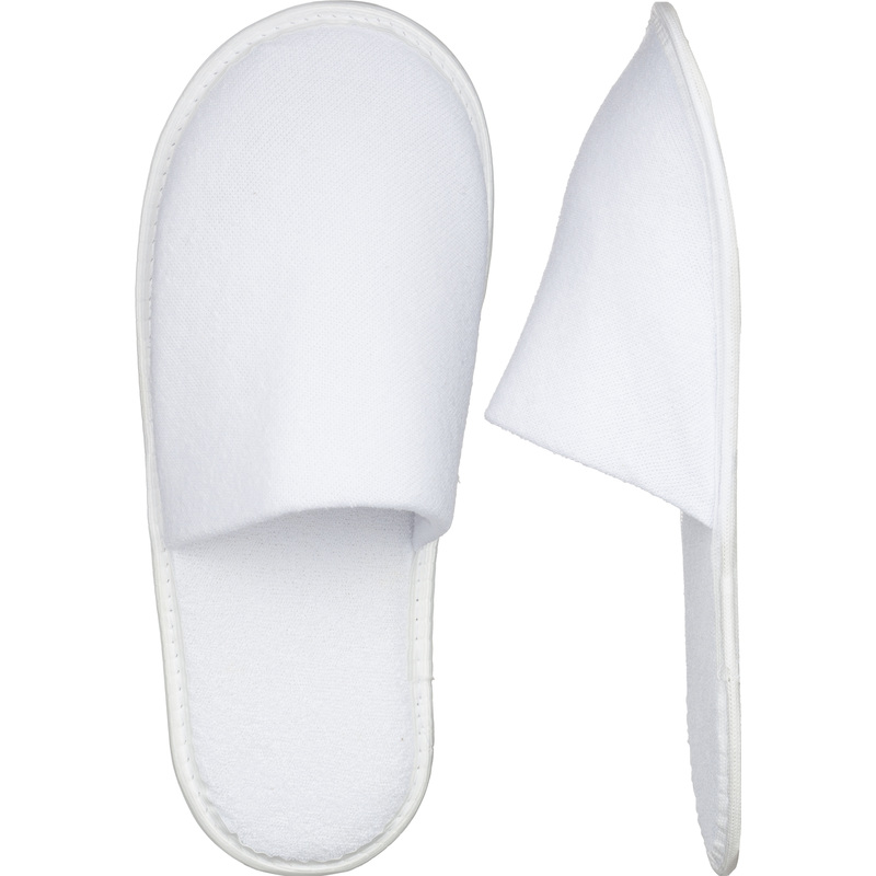 Изображение товара Тапочки одноразовые махровые М5-2 хлопок закрытый мыс подошва 5 мм белые (100 пар в упаковке)