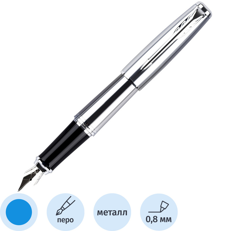 Изображение товара Ручка перьевая Parker Urban Metro Metallic CT серебристая с синими чернилами