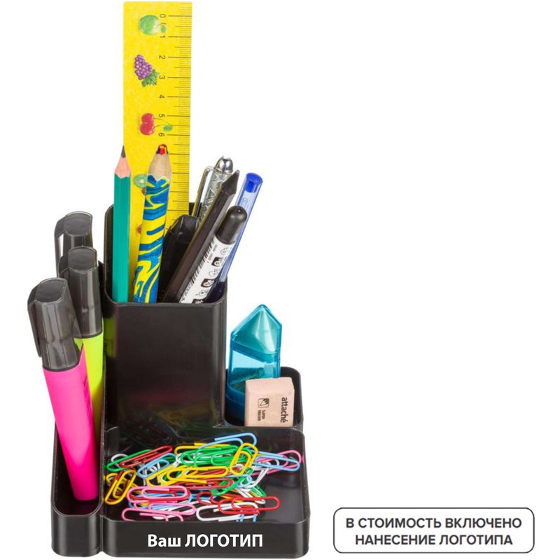 Изображение товара Подставка-органайзер Attache Имидж черная (108 штук в упаковке) с лого