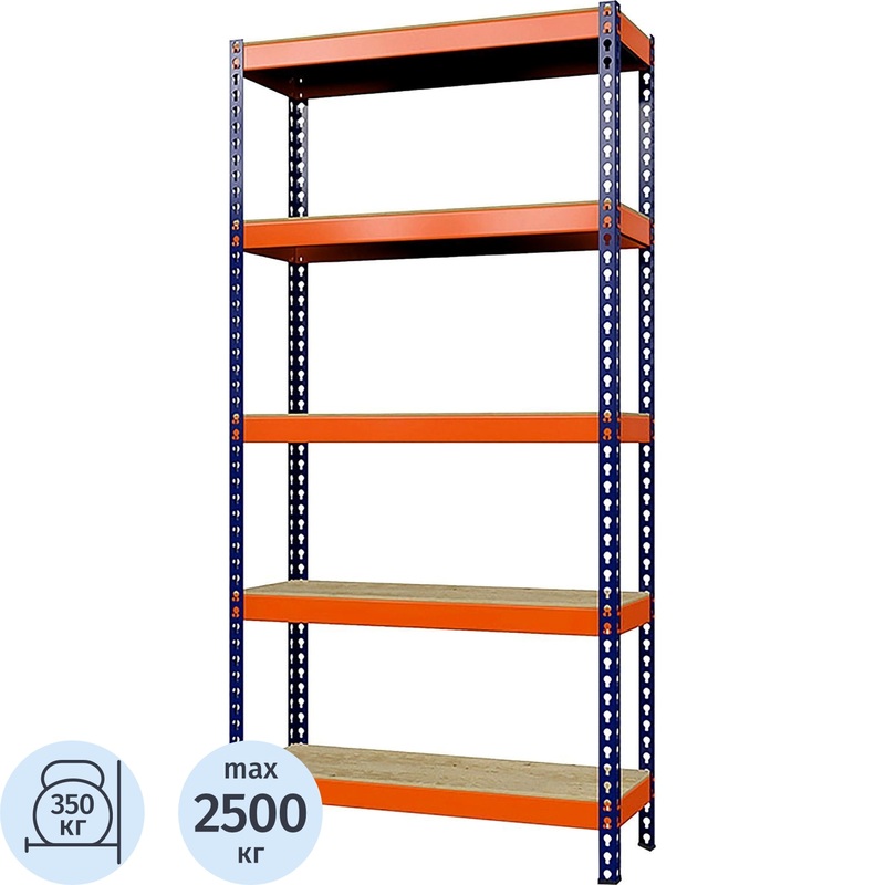 Изображение товара Металлический стеллаж ГТС Профи 5 полок 1240x655x2500 мм для склада и гаража