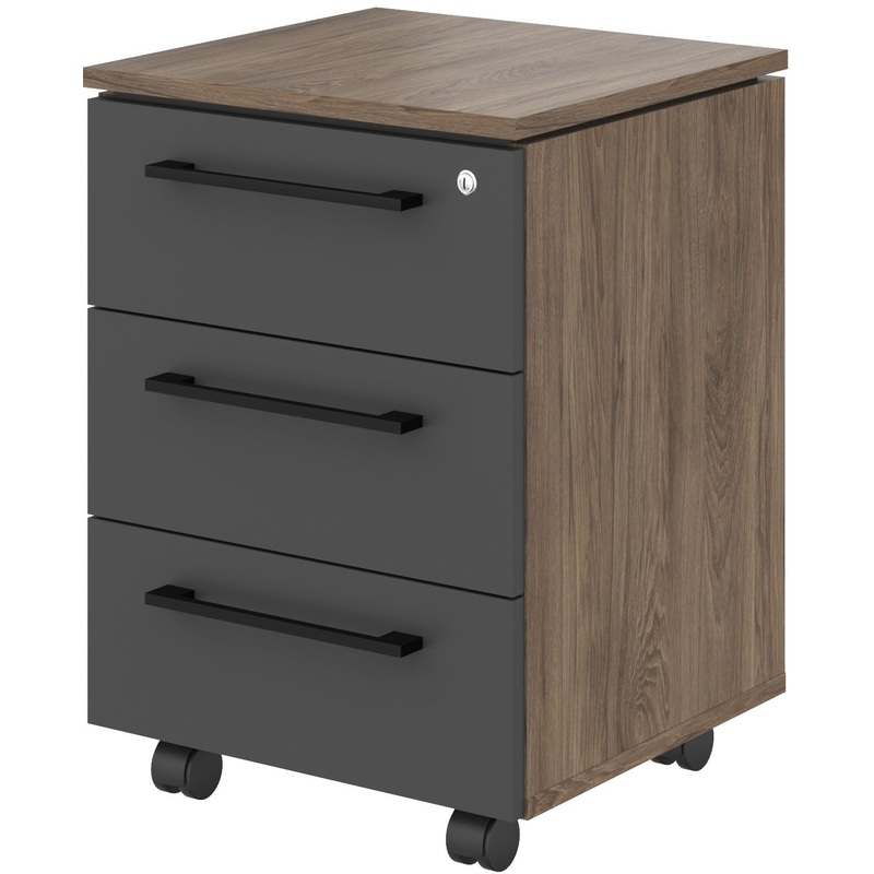 Изображение товара Тумба подкатная Morris Trend MMC-3D с центральным замком (антрацит/кария пальмира, 465х450х652 мм, 3 ящика)