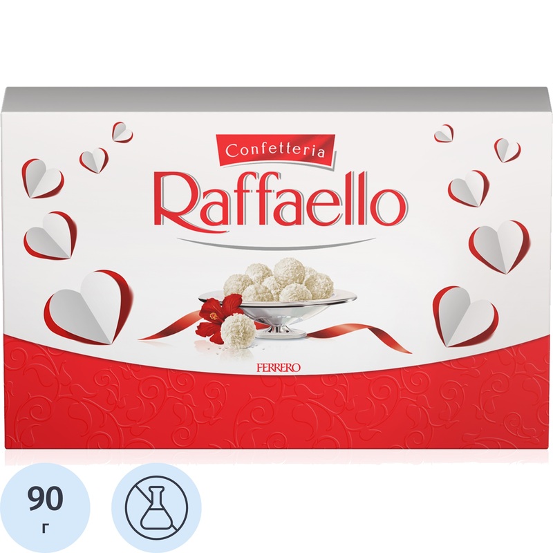 Изображение товара Конфеты Raffaello 90 г белые кремовые с миндалем и кокосом
