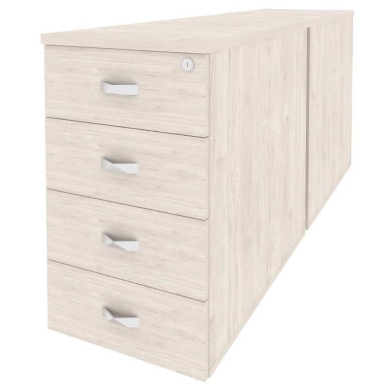 Изображение товара Тумба приставная двойная Onix O.TPO-2.8 с центральным замком (денвер светлый, 432х1635х750 мм, 8 ящиков)