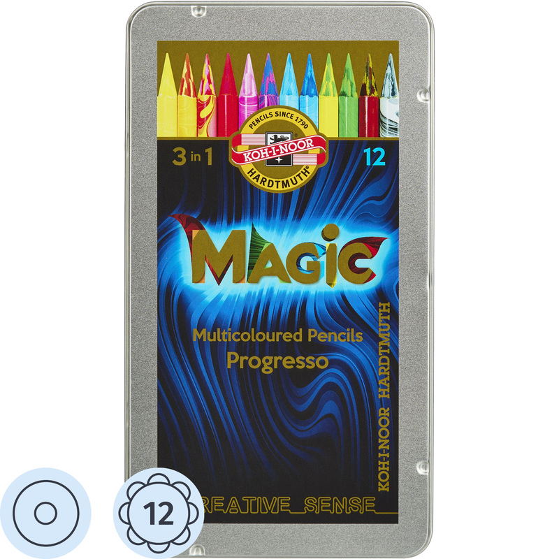 Изображение товара Карандаши цветные Koh-i-Noor Progresso Magic 12 карандашей 12 цветов круглые