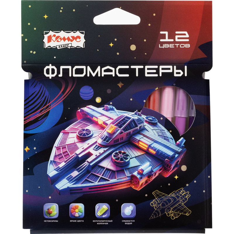 Изображение товара Фломастеры Комус Класс Star way 12 цветов с вентилируемыми колпачками