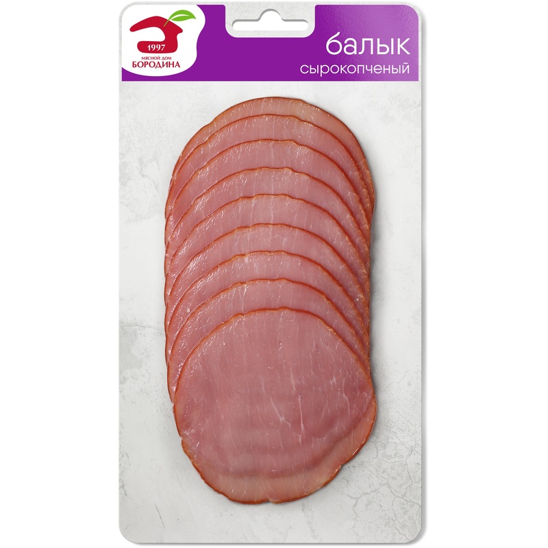 Изображение товара Балык сырокопченый из свинины от Мясного дома Бородина нарезка 95 г Россия