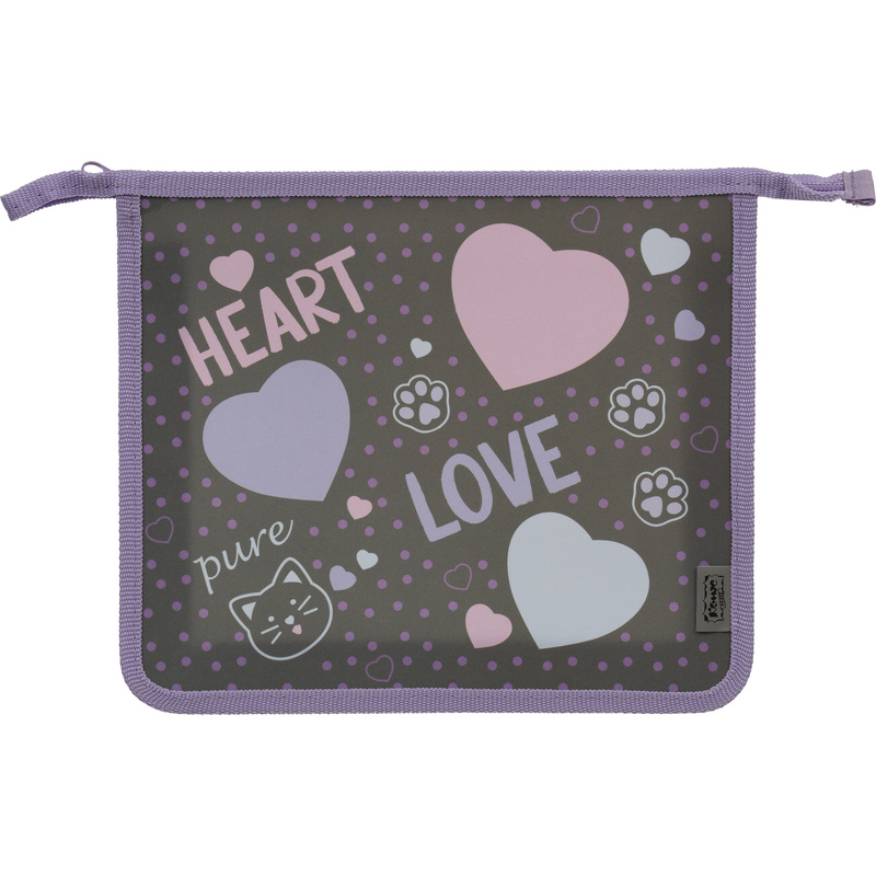 Изображение товара Папка для тетрадей Комус Класс Heart А5 пластик с 1 отделением на молнии