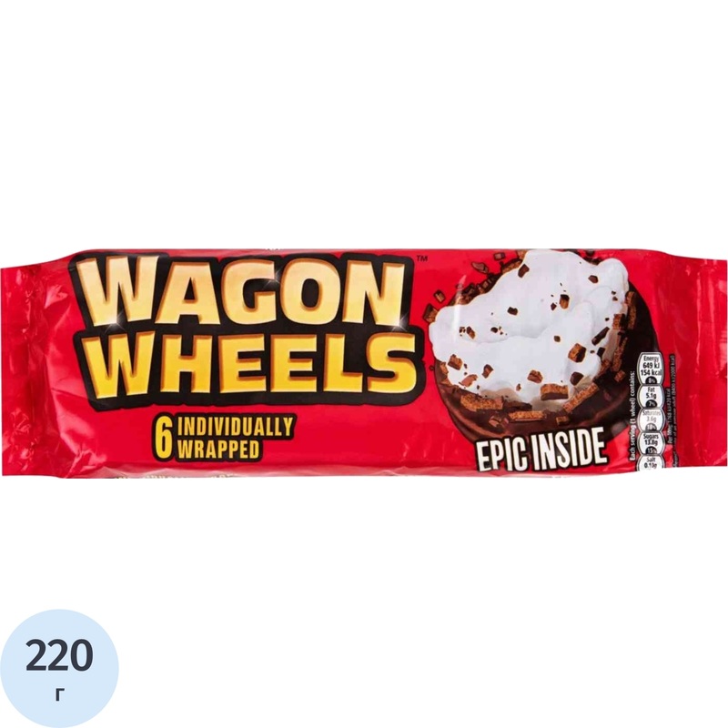 Изображение товара Печенье бисквитное Wagon Wheels Original с суфле 220 г