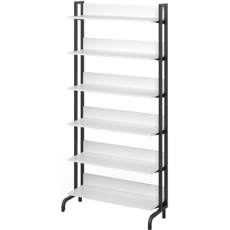 Изображение товара Стеллаж библиотечный BLACK/белый 900x357x1900 мм 6 полок