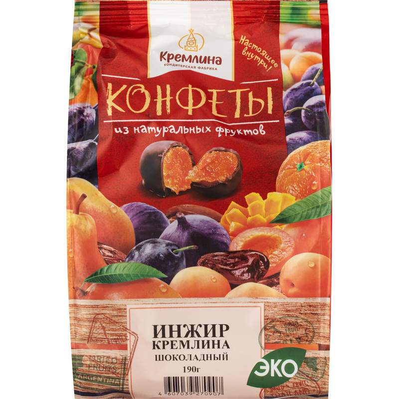 Изображение товара Конфеты шоколадные Кремлина Инжир тёмный 190 г натуральные лакомства