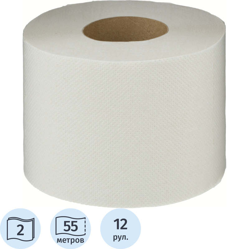 Изображение товара Бумага туалетная 2-слойная белая 12 рулонов