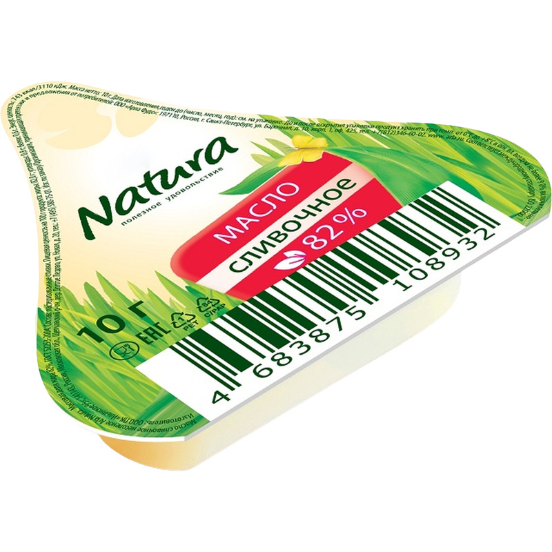 Изображение товара Масло сливочное Натура 82% порционное 10 г