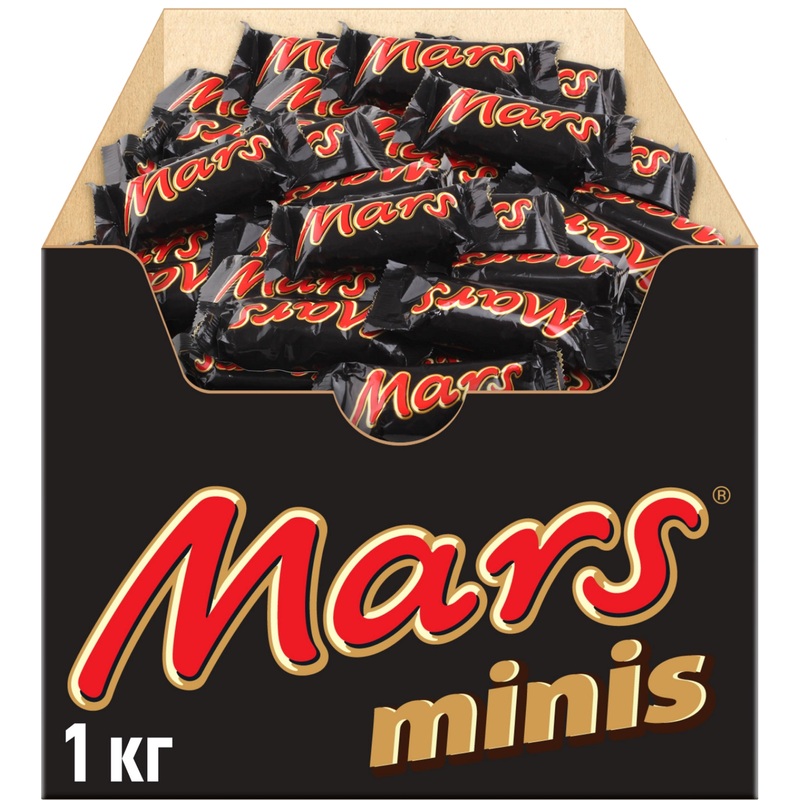 Изображение товара Молочный шоколадный батончик Mars minis с карамелью и нугой 1 кг