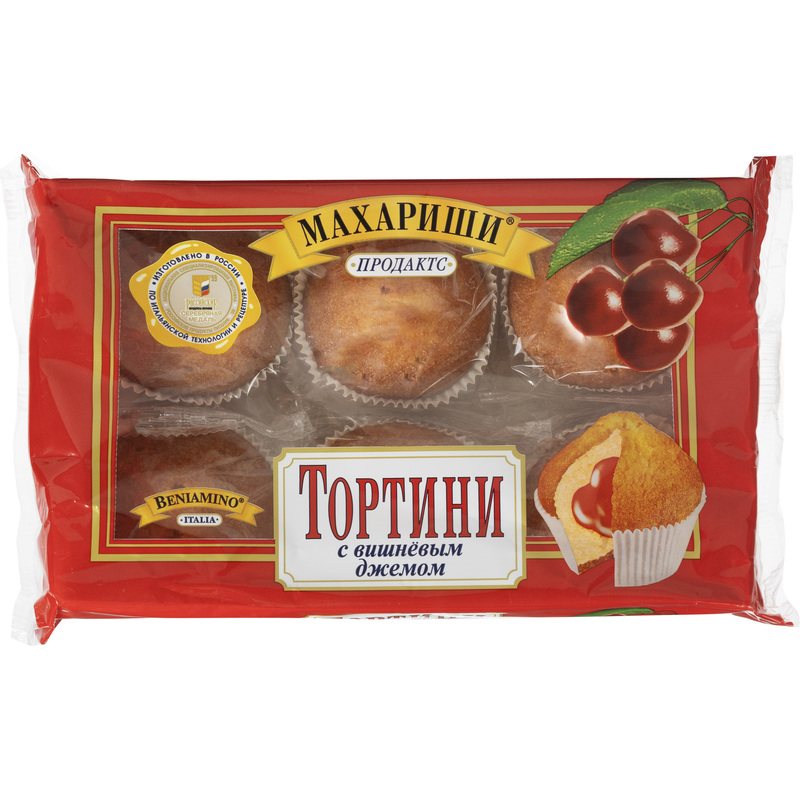 Изображение товара Кексы Махариши Тортини с вишневым джемом 200 г