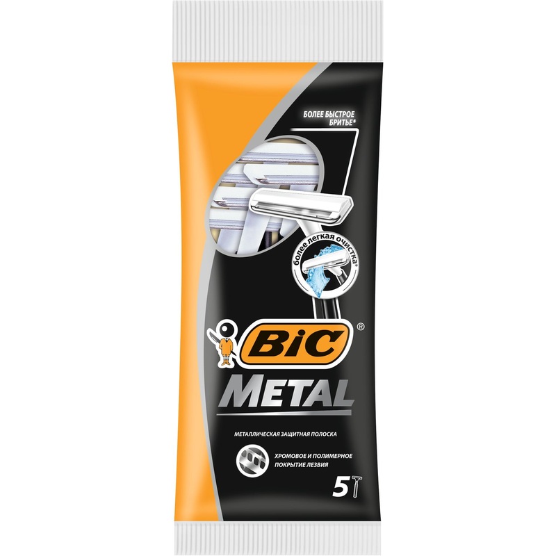 Изображение товара Бритва одноразовая Bic Metal 5 штук для мужского гладкого бритья