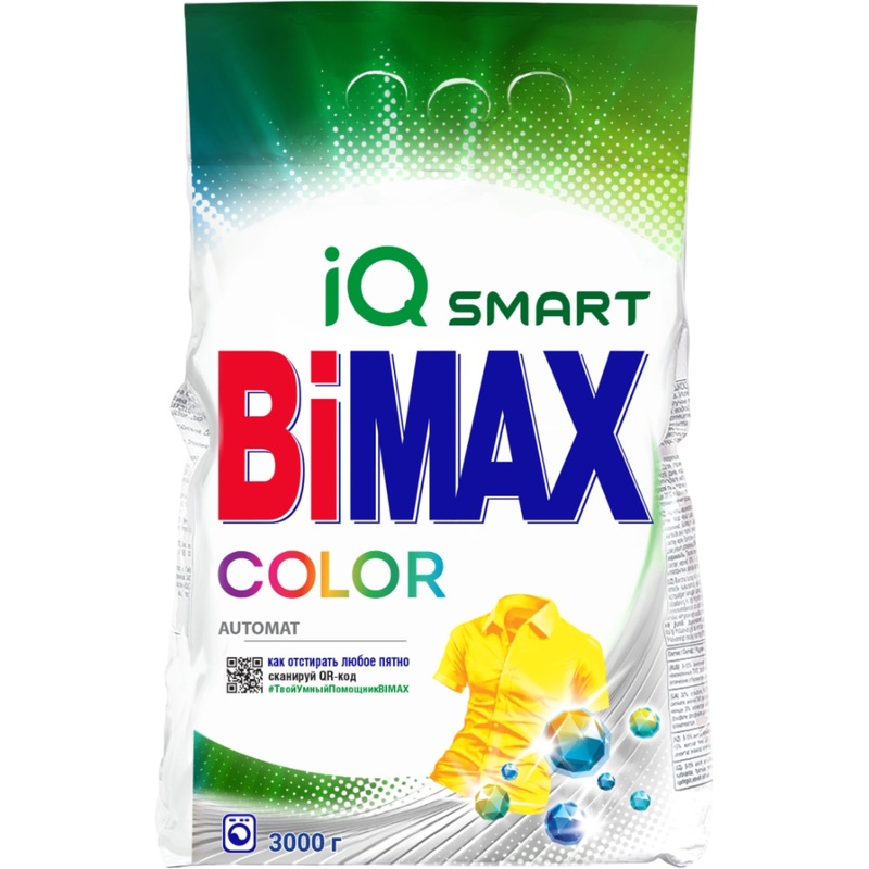 Изображение товара Порошок стиральный автомат BiMax Color 3 кг для белого и цветного белья