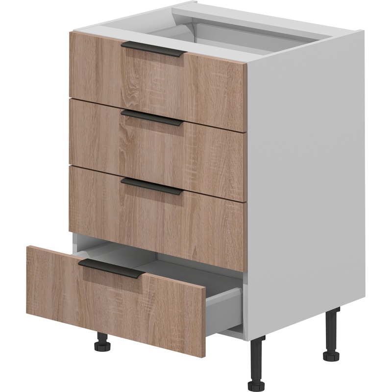 Изображение товара Кухонный шкаф напольный с ящиками VOK B4DW 72 60 дуб сонома белый шагрень