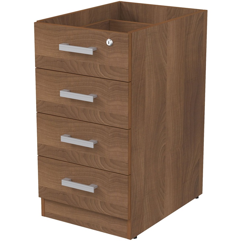 Изображение товара Тумба приставная 2ТЗ.002 с замком шамони тёмный 550х390х728 мм 4 ящика