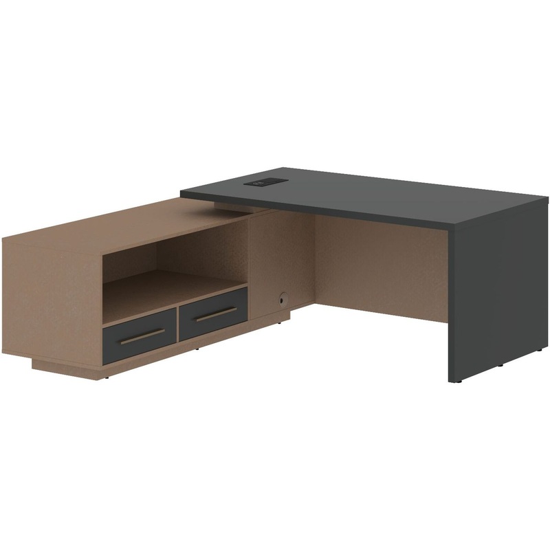 Изображение товара Стол руководителя с тумбой Velion VCT 1919 яшма чёрный кобра 1900х1900х750 мм